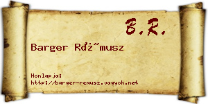 Barger Rémusz névjegykártya